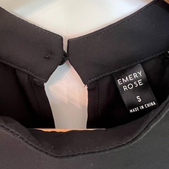 Emery Rose Black Lace Mock Neck Blouse - Picture 8 of 8